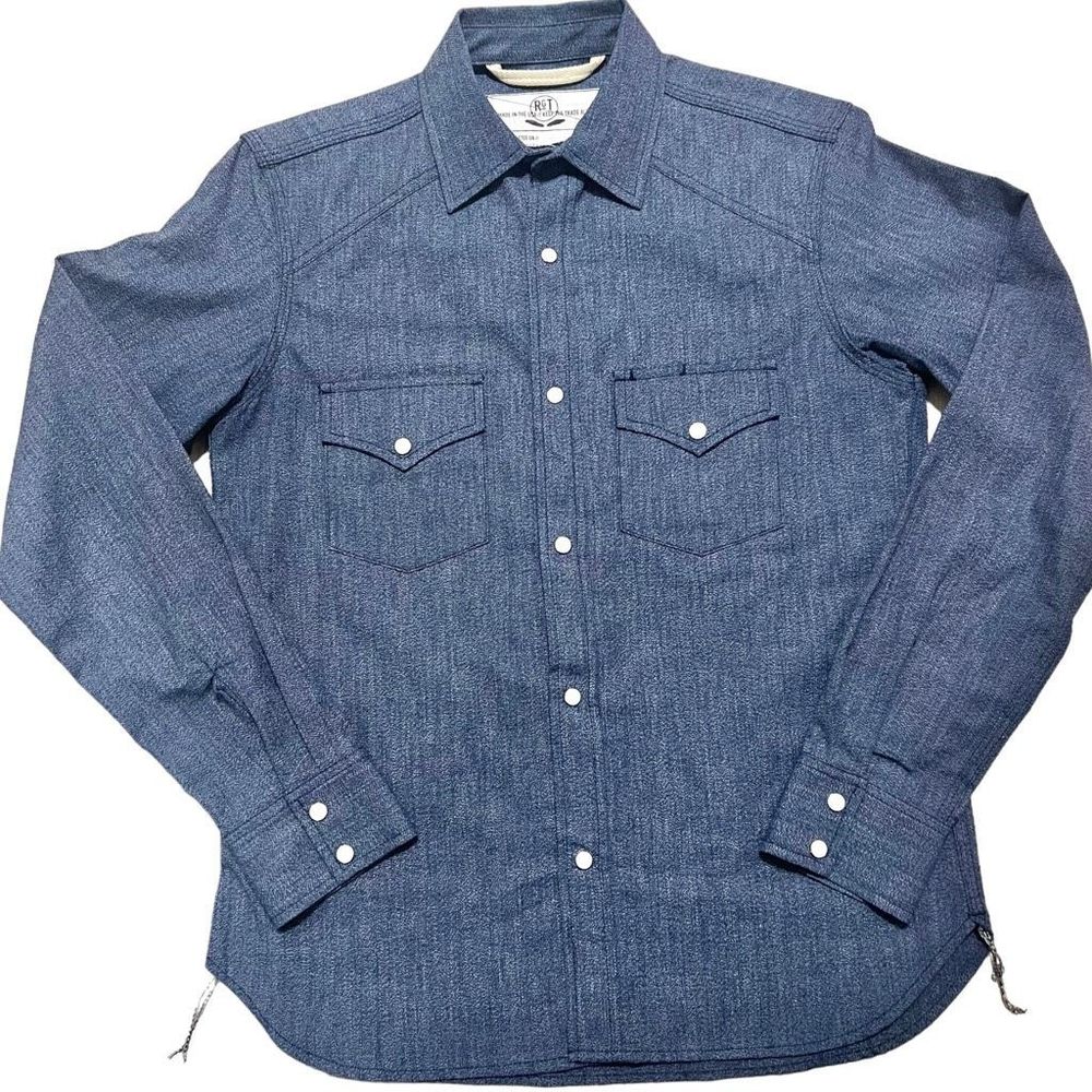 RGT Rogue Territory Long Sleeve Shirt Indigo Western Denim Sz S